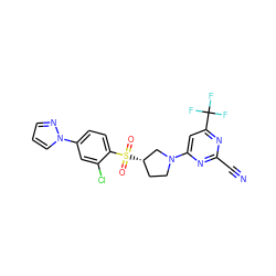 N#Cc1nc(N2CC[C@H](S(=O)(=O)c3ccc(-n4cccn4)cc3Cl)C2)cc(C(F)(F)F)n1 ZINC000168414567