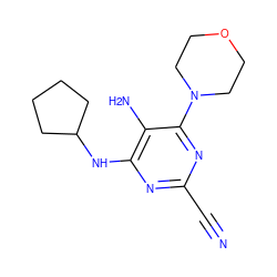 N#Cc1nc(NC2CCCC2)c(N)c(N2CCOCC2)n1 ZINC000040913442