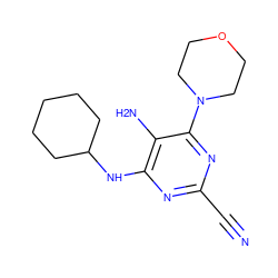 N#Cc1nc(NC2CCCCC2)c(N)c(N2CCOCC2)n1 ZINC000040402942