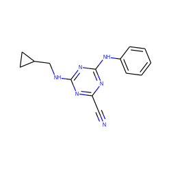 N#Cc1nc(NCC2CC2)nc(Nc2ccccc2)n1 ZINC000013831200