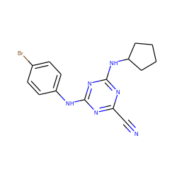 N#Cc1nc(Nc2ccc(Br)cc2)nc(NC2CCCC2)n1 ZINC000013831522