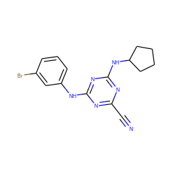 N#Cc1nc(Nc2cccc(Br)c2)nc(NC2CCCC2)n1 ZINC000013831521