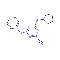 N#Cc1nc(Nc2ccccc2)nc(NC2CCCC2)n1 ZINC000013831205