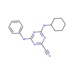 N#Cc1nc(Nc2ccccc2)nc(NC2CCCCC2)n1 ZINC000013831208