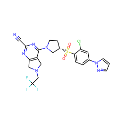 N#Cc1nc2c(c(N3CC[C@H](S(=O)(=O)c4ccc(-n5cccn5)cc4Cl)C3)n1)CN(CC(F)(F)F)C2 ZINC000168449888