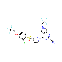 N#Cc1nc2c(c(N3CC[C@H](S(=O)(=O)c4ccc(OCC(F)(F)F)cc4Cl)C3)n1)CN(CC(F)(F)F)C2 ZINC000168656385