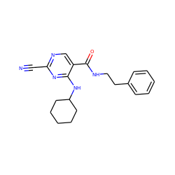 N#Cc1ncc(C(=O)NCCc2ccccc2)c(NC2CCCCC2)n1 ZINC000014972060