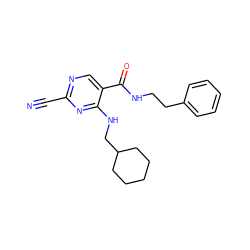 N#Cc1ncc(C(=O)NCCc2ccccc2)c(NCC2CCCCC2)n1 ZINC000040834615