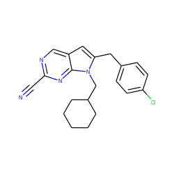 N#Cc1ncc2cc(Cc3ccc(Cl)cc3)n(CC3CCCCC3)c2n1 ZINC000045506525