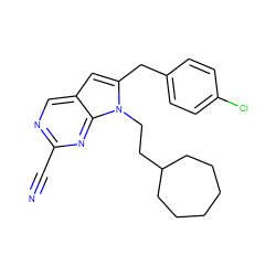 N#Cc1ncc2cc(Cc3ccc(Cl)cc3)n(CCC3CCCCCC3)c2n1 ZINC000040422463