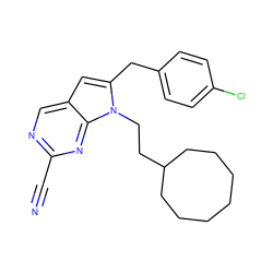 N#Cc1ncc2cc(Cc3ccc(Cl)cc3)n(CCC3CCCCCCC3)c2n1 ZINC000040952261