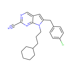 N#Cc1ncc2cc(Cc3ccc(Cl)cc3)n(CCCC3CCCCC3)c2n1 ZINC000040972335