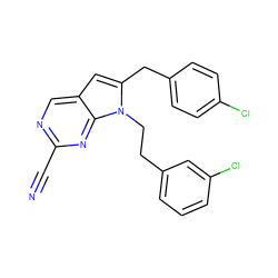 N#Cc1ncc2cc(Cc3ccc(Cl)cc3)n(CCc3cccc(Cl)c3)c2n1 ZINC000040953791