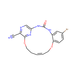 N#Cc1ncc2nc1OCC/C=C\COc1ccc(Br)cc1NC(=O)N2 ZINC000028826115