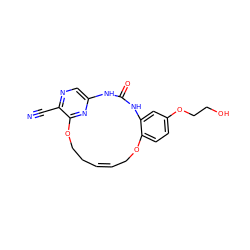 N#Cc1ncc2nc1OCC/C=C\COc1ccc(OCCO)cc1NC(=O)N2 ZINC000028826199