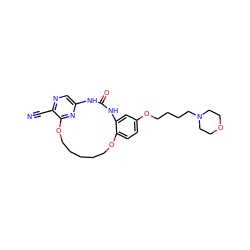 N#Cc1ncc2nc1OCCCCCOc1ccc(OCCCCN3CCOCC3)cc1NC(=O)N2 ZINC000028826233