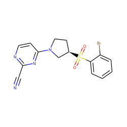 N#Cc1nccc(N2CC[C@@H](S(=O)(=O)c3ccccc3Br)C2)n1 ZINC000168655913