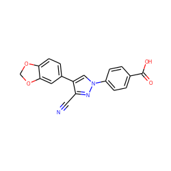 N#Cc1nn(-c2ccc(C(=O)O)cc2)cc1-c1ccc2c(c1)OCO2 ZINC000200821732