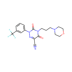 N#Cc1nn(-c2cccc(C(F)(F)F)c2)c(=O)n(CCCN2CCOCC2)c1=O ZINC000049036684