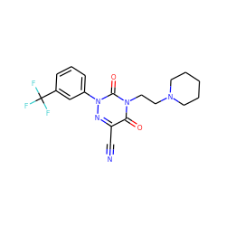 N#Cc1nn(-c2cccc(C(F)(F)F)c2)c(=O)n(CCN2CCCCC2)c1=O ZINC000049036682