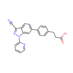 N#Cc1nn(-c2ccccn2)c2cc(-c3ccc(CCC(=O)O)cc3)ccc12 ZINC001772614857