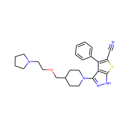 N#Cc1sc2[nH]nc(N3CCC(COCCN4CCCC4)CC3)c2c1-c1ccccc1 ZINC000147555994