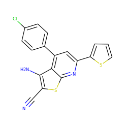 N#Cc1sc2nc(-c3cccs3)cc(-c3ccc(Cl)cc3)c2c1N ZINC000000663442