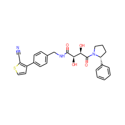 N#Cc1sccc1-c1ccc(CNC(=O)[C@H](O)[C@@H](O)C(=O)N2CCC[C@@H]2c2ccccc2)cc1 ZINC000071334197