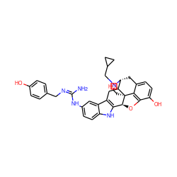 N/C(=N/Cc1ccc(O)cc1)Nc1ccc2[nH]c3c(c2c1)C[C@@]1(O)[C@H]2Cc4ccc(O)c5c4[C@@]1(CCN2CC1CC1)[C@H]3O5 ZINC000027634241