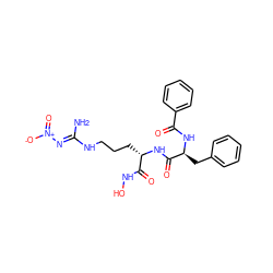 N/C(=N\[N+](=O)[O-])NCCC[C@H](NC(=O)[C@H](Cc1ccccc1)NC(=O)c1ccccc1)C(=O)NO ZINC000045358908