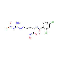 N/C(=N\[N+](=O)[O-])NCCC[C@H](NC(=O)c1ccc(Cl)cc1Cl)C(=O)NO ZINC000045283498