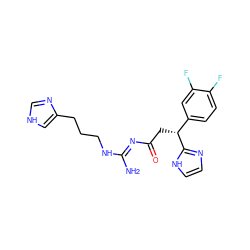 N/C(=N\C(=O)C[C@H](c1ccc(F)c(F)c1)c1ncc[nH]1)NCCCc1c[nH]cn1 ZINC000040894565