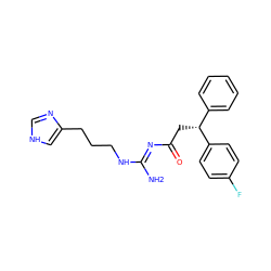 N/C(=N\C(=O)C[C@H](c1ccccc1)c1ccc(F)cc1)NCCCc1c[nH]cn1 ZINC000040394524