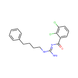 N/C(=N\C(=O)c1cccc(Cl)c1Cl)NCCCCc1ccccc1 ZINC000026939953