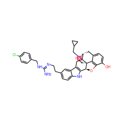 N/C(=N\CCc1ccc2[nH]c3c(c2c1)C[C@@]1(O)[C@H]2Cc4ccc(O)c5c4[C@@]1(CCN2CC1CC1)[C@H]3O5)NCc1ccc(Cl)cc1 ZINC000027631230