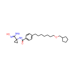 N/C(=N\O)C1(NC(=O)c2ccc(CCCCCCCOCC3CCCC3)cc2)CC1 ZINC000141889201