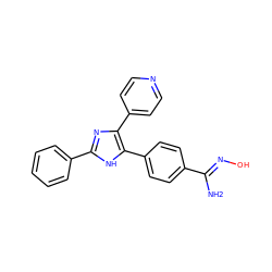 N/C(=N\O)c1ccc(-c2[nH]c(-c3ccccc3)nc2-c2ccncc2)cc1 ZINC000028563997