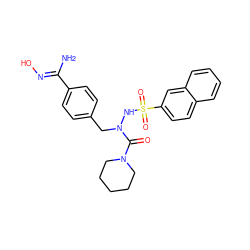 N/C(=N\O)c1ccc(CN(NS(=O)(=O)c2ccc3ccccc3c2)C(=O)N2CCCCC2)cc1 ZINC000029322012