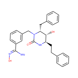 N/C(=N\O)c1cccc(CN2C(=O)N[C@H](CCc3ccccc3)[C@@H](O)[C@H]2Cc2ccccc2)c1 ZINC000013782664