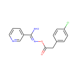 N/C(=N\OC(=O)Cc1ccc(Cl)cc1)c1cccnc1 ZINC000004151811