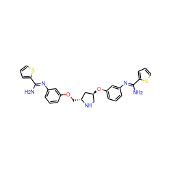 N/C(=N\c1cccc(OC[C@@H]2C[C@@H](Oc3cccc(/N=C(\N)c4cccs4)c3)CN2)c1)c1cccs1 ZINC000223072933