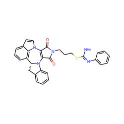 N/C(=N\c1ccccc1)SCCCN1C(=O)C2=C(C1=O)n1ccc3cccc(c31)[C@H]1Cc3ccccc3N21 ZINC000045496867