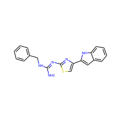 N/C(=N\c1nc(-c2cc3ccccc3[nH]2)cs1)NCc1ccccc1 ZINC000013648123