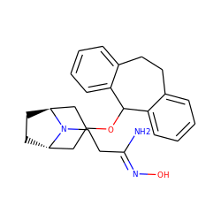 N/C(CCN1[C@H]2CC[C@H]1CC(OC1c3ccccc3CCc3ccccc31)C2)=N\O ZINC000101107228