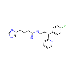 N=C(CCCc1c[nH]cn1)NCC[C@H](c1ccc(Cl)cc1)c1ccccn1 ZINC000013490256