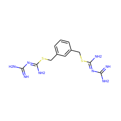 N=C(N)/N=C(\N)SCc1cccc(CS/C(N)=N/C(=N)N)c1 ZINC000014966680