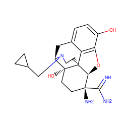 N=C(N)[C@]1(N)CC[C@@]2(O)[C@H]3Cc4ccc(O)c5c4[C@@]2(CCN3CC2CC2)[C@H]1O5 ZINC000029483349