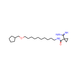 N=C(N)C1(C(=O)NCCCCCCCCCCOCC2CCCC2)CC1 ZINC000071296265