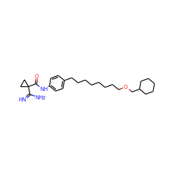 N=C(N)C1(C(=O)Nc2ccc(CCCCCCCCOCC3CCCCC3)cc2)CC1 ZINC000071295021