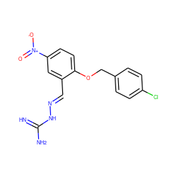 N=C(N)N/N=C/c1cc([N+](=O)[O-])ccc1OCc1ccc(Cl)cc1 ZINC000028888704